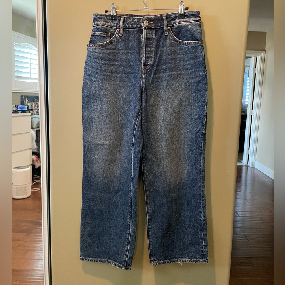 Express Relaxed Straight Ankle High Rise Jeans